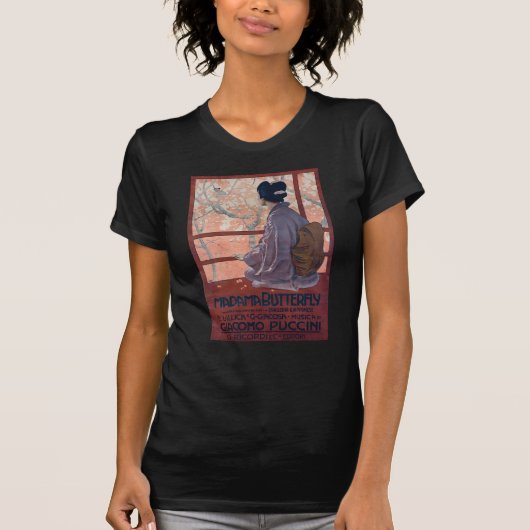 蝶々のビンテージ夫人ポスター(1904年)Tシャツ Tシャツ (正面)