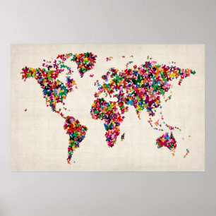 蝶々の世界地図 ポスター