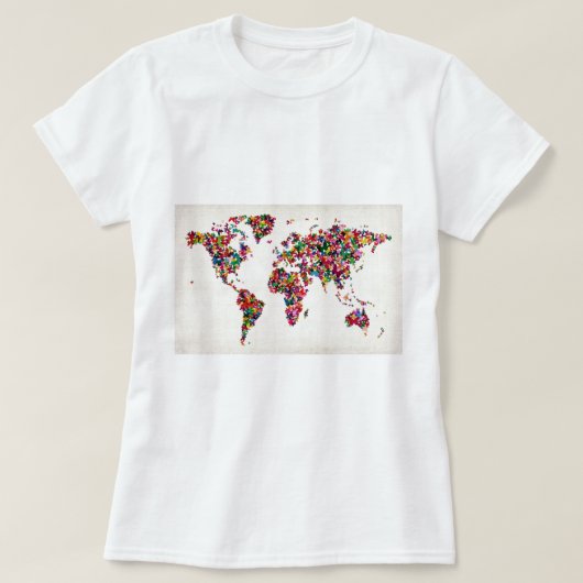 蝶々の世界地図 Tシャツ (デザイン正面)