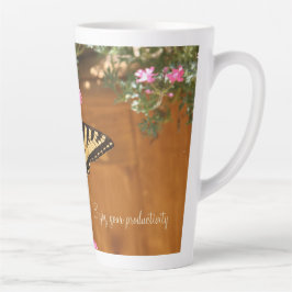 蝶々の写真と花 カフェラテマグ