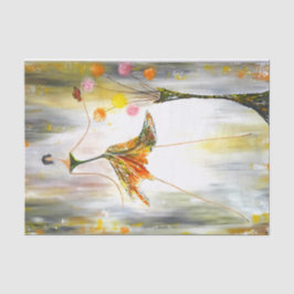 蝶々の切り離しを持つ女性 薄葉紙