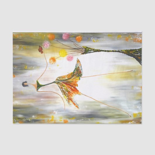 蝶々の切り離しを持つ女性 薄葉紙 (正面)