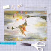 蝶々の切り離しを持つ女性 薄葉紙 (クラフト)