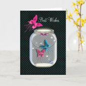 蝶々の夢と願いがいっぱい瓶 カード (黄色い花)