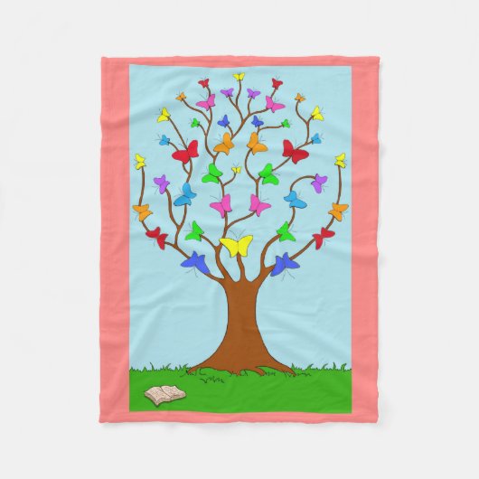 蝶々の木 フリースブランケット (正面)