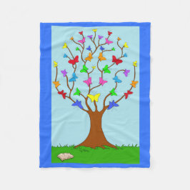 蝶々の木 フリースブランケット