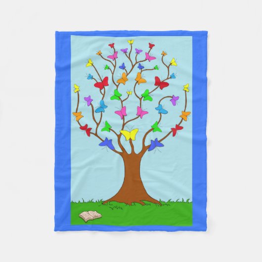 蝶々の木 フリースブランケット (正面)