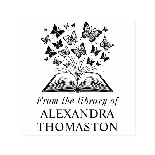 蝶々の本#2図書名 セルフインキングスタンプ (デザイン)