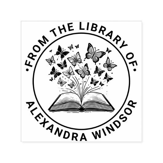 蝶々の本#2図書名 セルフインキングスタンプ (デザイン)