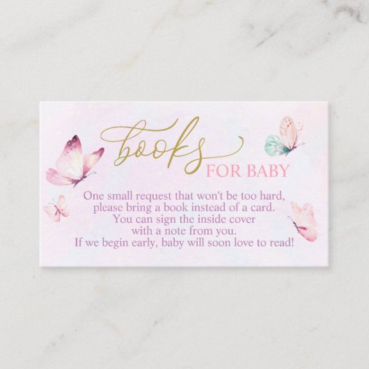 蝶々の赤ちゃんシャワーがブックカードを持ってくる エンクロージャーカード (正面)