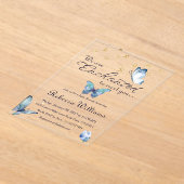 蝶々の赤ちゃんシャワーに会えて魅了されている アクリル招待状 (レイダウン)