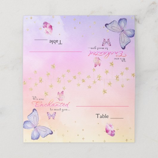 蝶々の赤ちゃんシャワーに会えて魅了されている プレイスカード (外部開封)