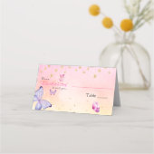 蝶々の赤ちゃんシャワーに会えて魅了されている プレイスカード (正面)