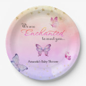 蝶々の赤ちゃんシャワーに会えて魅了されている ペーパープレート (正面)