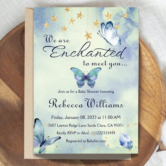 蝶々の赤ちゃんシャワーに会えて魅了されている 招待状