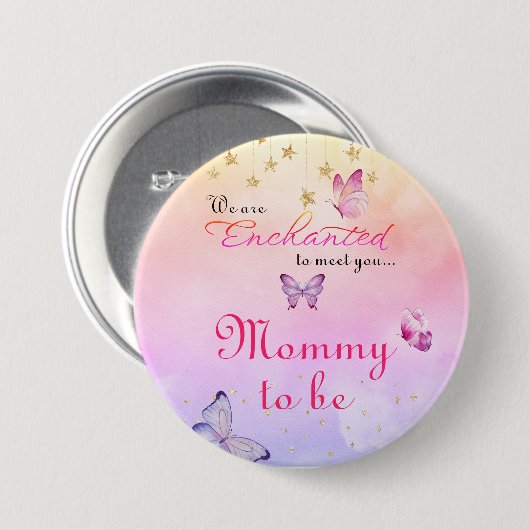 蝶々の赤ちゃんシャワーに会えて魅了されている 缶バッジ (正面&裏面)