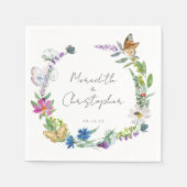 蝶々の野結婚花の スタンダードカクテルナプキン (正面)