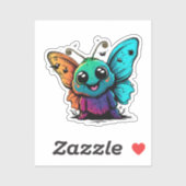 蝶々の頭を持つ漫画 シール (シート)