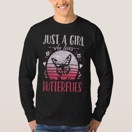 蝶々を愛する女の子だけの蝶ヴィンタグ Tシャツ (正面)