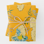 蝶々オンフラワーズヴィンテージ日本のプリント ラッピングペーパーシート (インサイチュ)