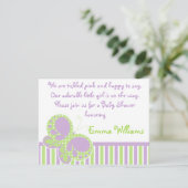 蝶々ドットベビーシャワー招待状 紫/緑 招待状 (スタンド正面)