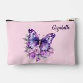 蝶々ピンクの紫色の花 アクセサリーポーチ (裏面)