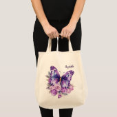 蝶々ピンクの紫色の花 トートバッグ (正面(商品))