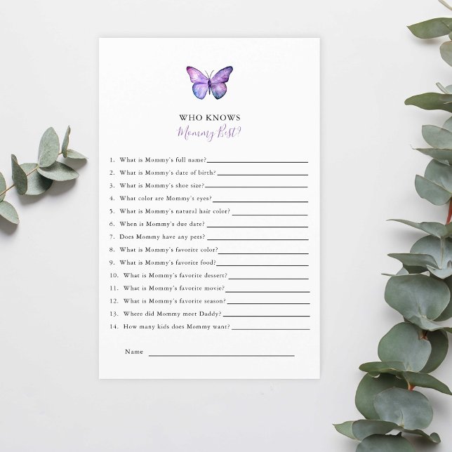 蝶々ベイビーシャワー 誰がママのことを一番知っている？ ゲーム (クリエイターアップロード済み)