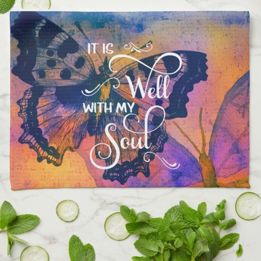 蝶々元気 キッチンタオル (折り畳み)