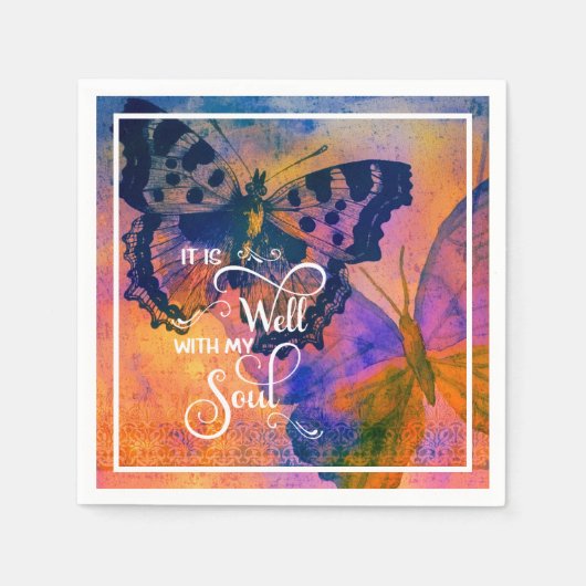 蝶々元気 スタンダードカクテルナプキン (正面)