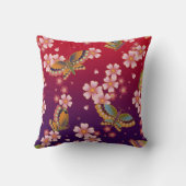 蝶々日本のが花の中で赤 クッション (裏面)