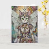 蝶々翼旅団の雪のクイーンキャット カード (黄色い花)