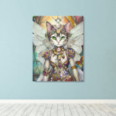 蝶々翼旅団の雪のクイーンキャット キャンバスプリント (インサイチュ (ウッドフロア))