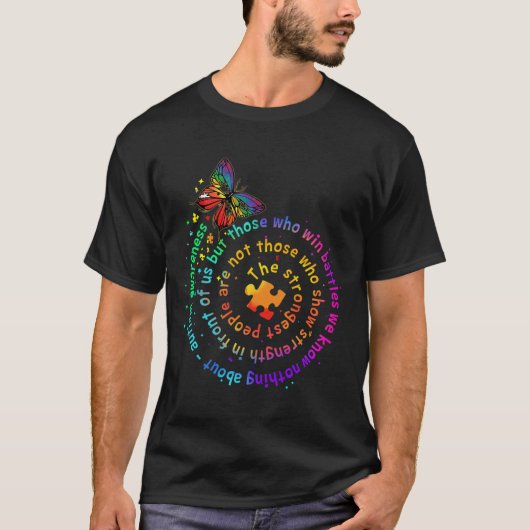 蝶々自閉症に対する強い意識 Tシャツ (正面)
