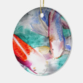 蝶々鯉の水彩画 日本の魚の芸術 セラミックオーナメント (左)