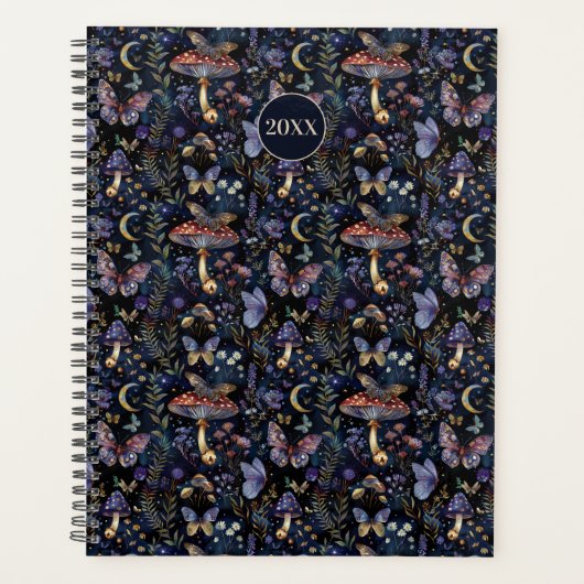 蝶々 キノコ & 植物の月夜模様 プランナー手帳 (正面)