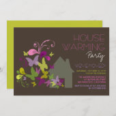 蝶々 デコ 葉 新居 お披露目パーティー 招待状 (正面/裏面)