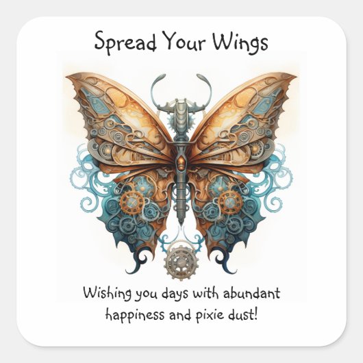 蝶あなたの羽を広げる幸運 スクエアシール (正面)