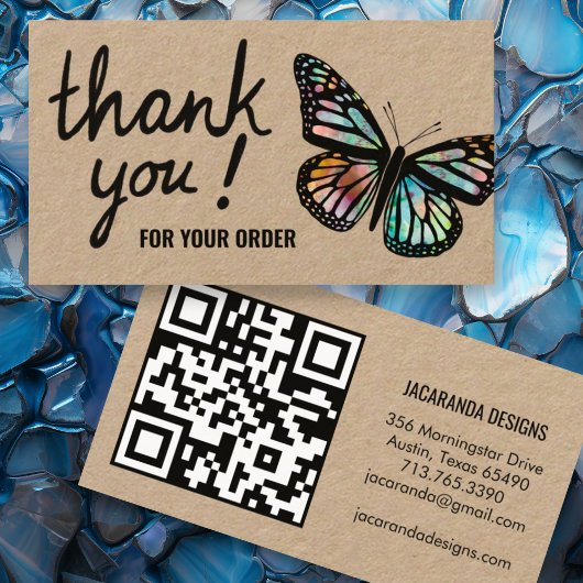 蝶ありがとうご注文QRコードクラフト 名刺