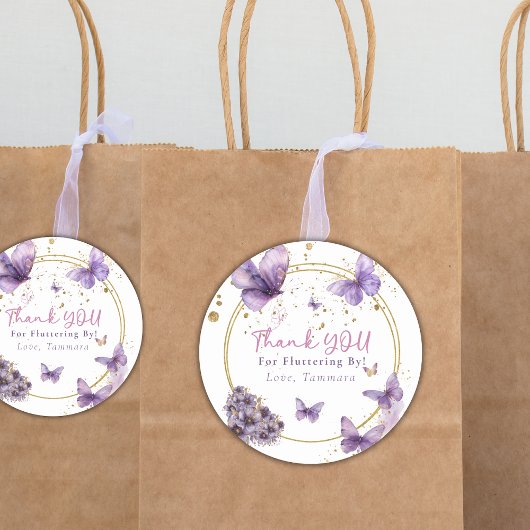 蝶ありがとう紫に舞ガーリーう ラウンドシール