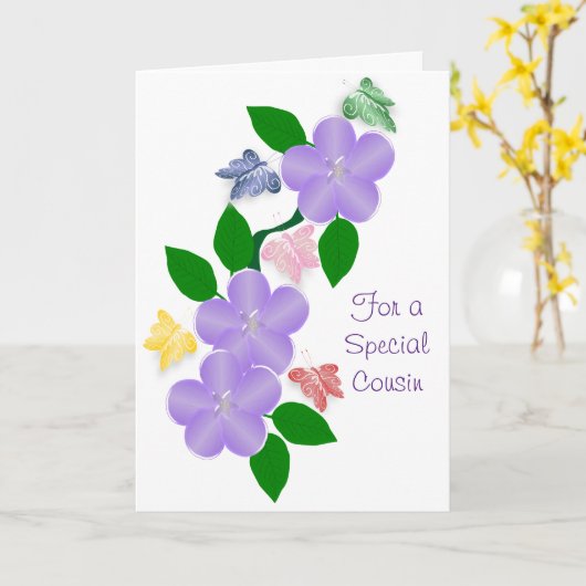 蝶いこパーソナライズされたの誕生日 カード (黄色い花)