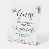 蝶おむつケーキ推測ベビーシャワーゲーム 台座サイン (正面)