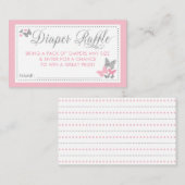 蝶おむつラッフルチケット、ピンク、シルバー 名刺 (正面/裏面)