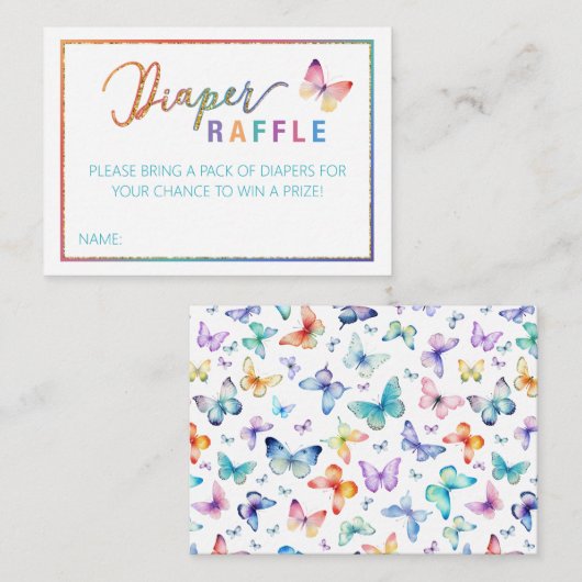蝶おむつラッフルベビーシャワーカード エンクロージャーカード (正面/裏面)