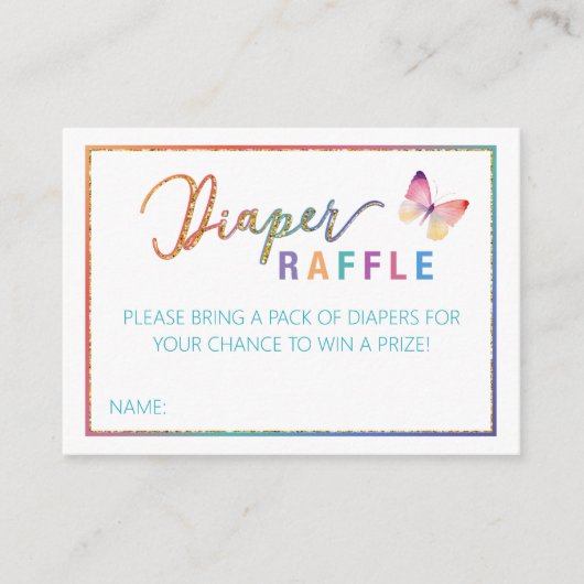 蝶おむつラッフルベビーシャワーカード エンクロージャーカード (正面)