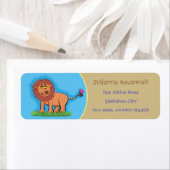 蝶おもしろい漫画と幸せなライオン ラベル (インサイチュ)