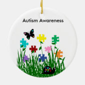 蝶およびかたつむりのオーナメントが付いているパズルの庭 セラミックオーナメント (裏面)