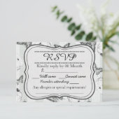 蝶およびスカルRSVPカード 出欠カード (スタンド正面)