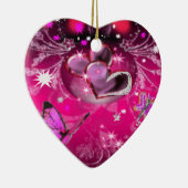 蝶およびハート セラミックオーナメント (右)