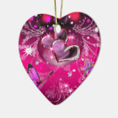蝶およびハート セラミックオーナメント (左)